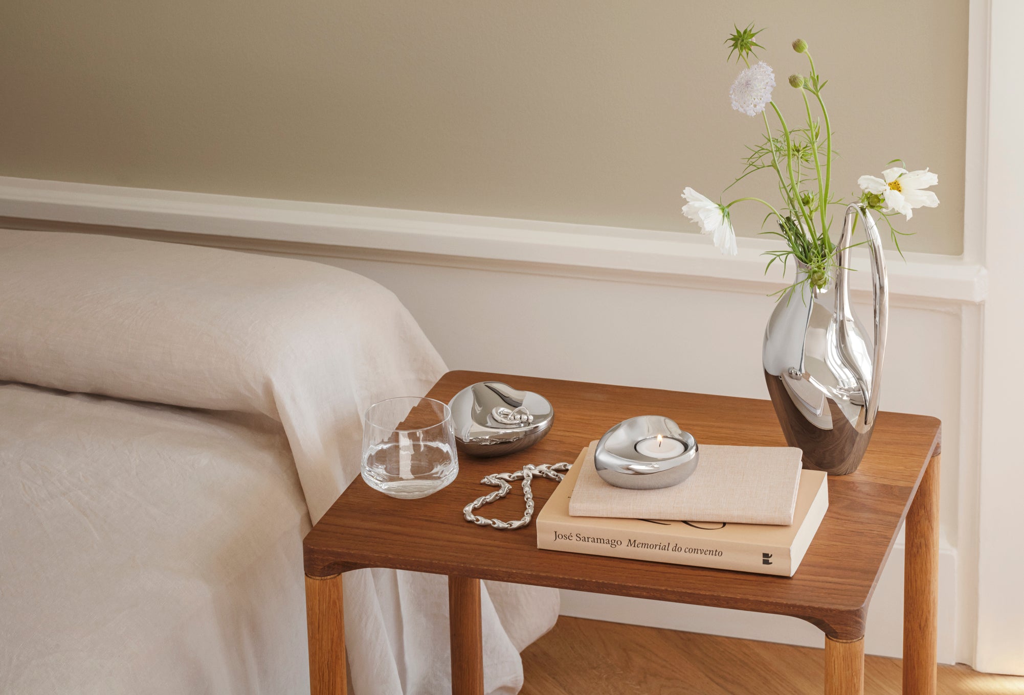 Hjerte fyrfadsstage - sølv